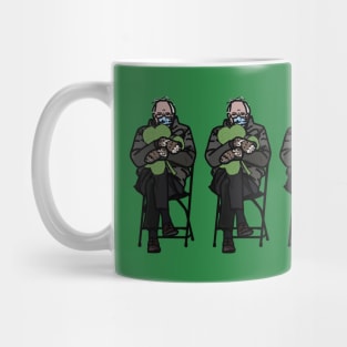 Five Bernie Sanders Mittens Holding Shamrocks for St Patricks Day Mug